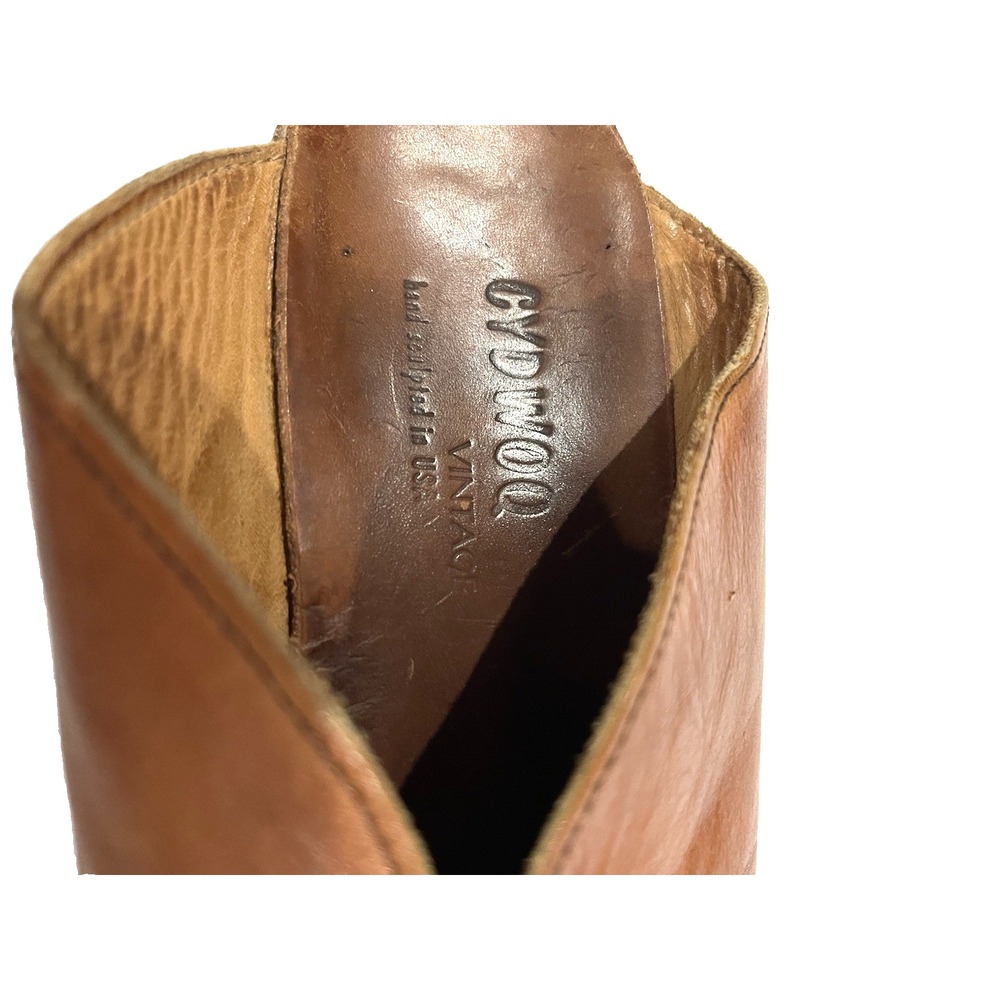 CYDWOQ Vintage Hand Sculpted in USA 39 1/2 US 9 Brown Leather Slip On Flats Mule - Picture 7 of 7